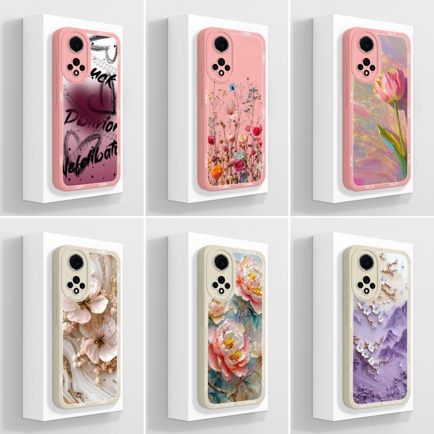 For Huawei Nova 9 10 11 Pro Y60 Y72 Phone Casing Pretty Watercolor Flowers Patterns Liquid Silicone Anti Drop Premium Protection Cover For Huawei Case