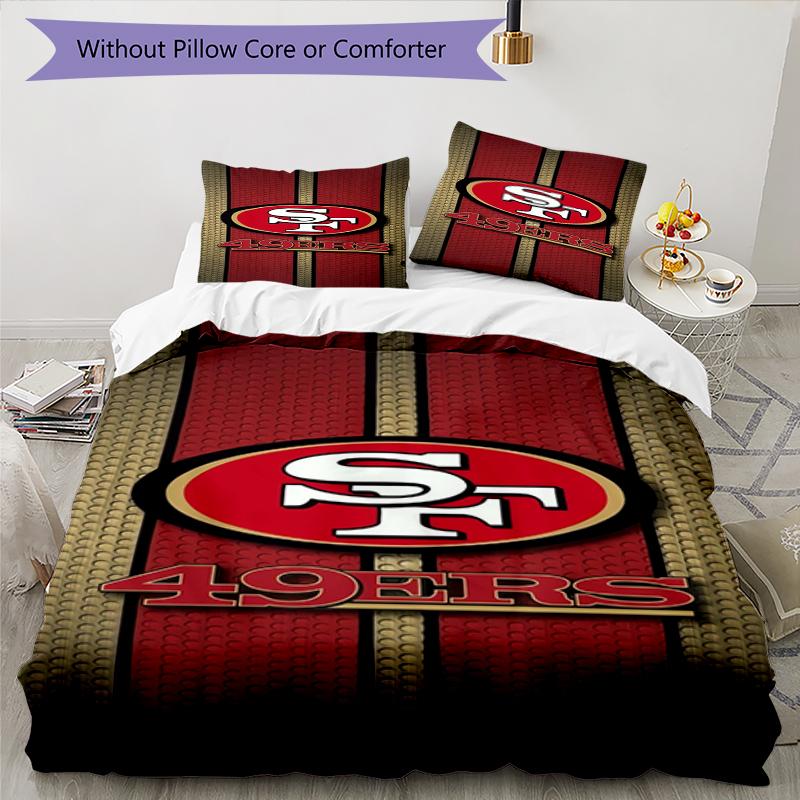 Set Biancheria da Letto Design San Francisco 49ers 1 Copripiumino + 2 Federe Morbido Traspirante Biancheria da Letto per la Casa