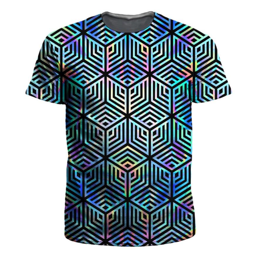 

Мужская и женская пара Повседневная 3D ромбовидная футболка с короткими рукавами Модная свободная футболка Топ 6XL