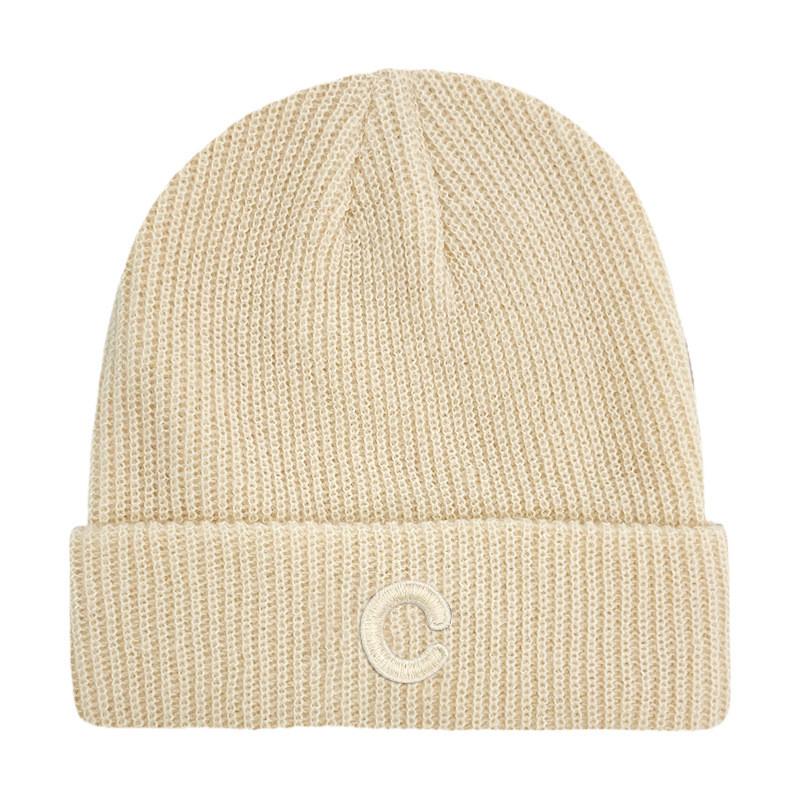 C Pattern Mens Knitted Hat Plain Solidcolor Windproof Cold Outdoor Winter Autumn