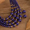 Multi-layer Bridal Wedding Jewelry Sets Women Blue Plastic Beads Necklace Earrings Set African Beads Jewelry Set Gifts