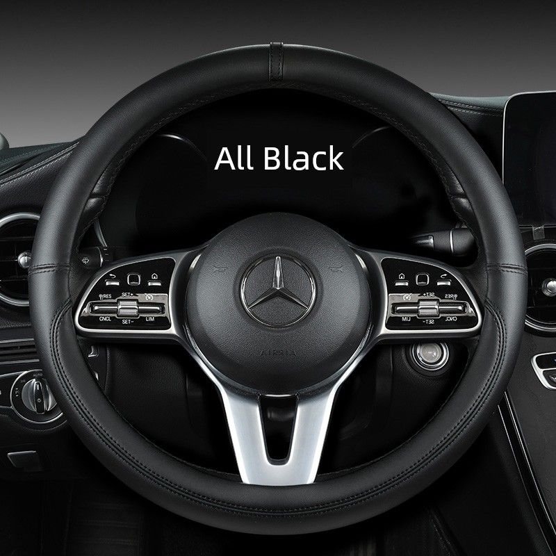 New Car Steering Wheel Cover All Year Round Neutral Fashion Color Contrast Non Slip Abrasion Resistant Napa Leather Car Steering Wheel Cover