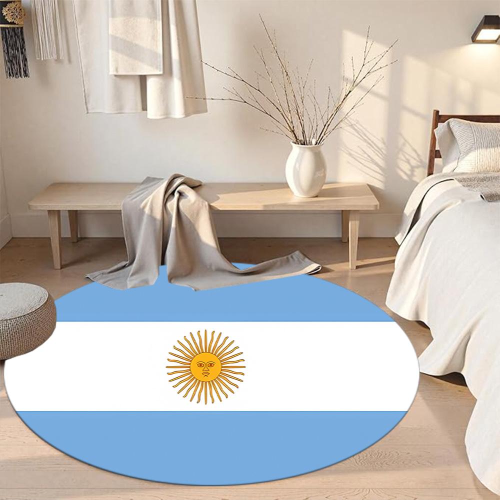 Flag Round Area Rug Suitable for Game Room Dining Room Balcony Dormitory Anti-slip Round Rug Decorate Offices Spiritual Gift