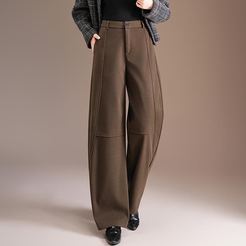 

High-Waisted Slim Cut Crooked Leg Women s Winter 2025 High-End Fashion Loose Straight-Leg Pants with Waistband Double Extra Large