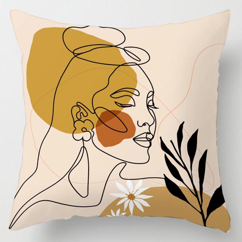 Square Pillow Cushion Living Room Sofa Pillow Simple Character Pillow Case Bedroom Window Sill Bay Window