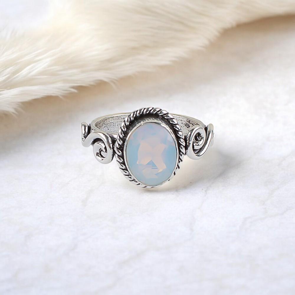 Milky Opal Gemstone 925 Sterling Silver Jewelry Handmade Ring Bridesmaid Gift RR-14-17