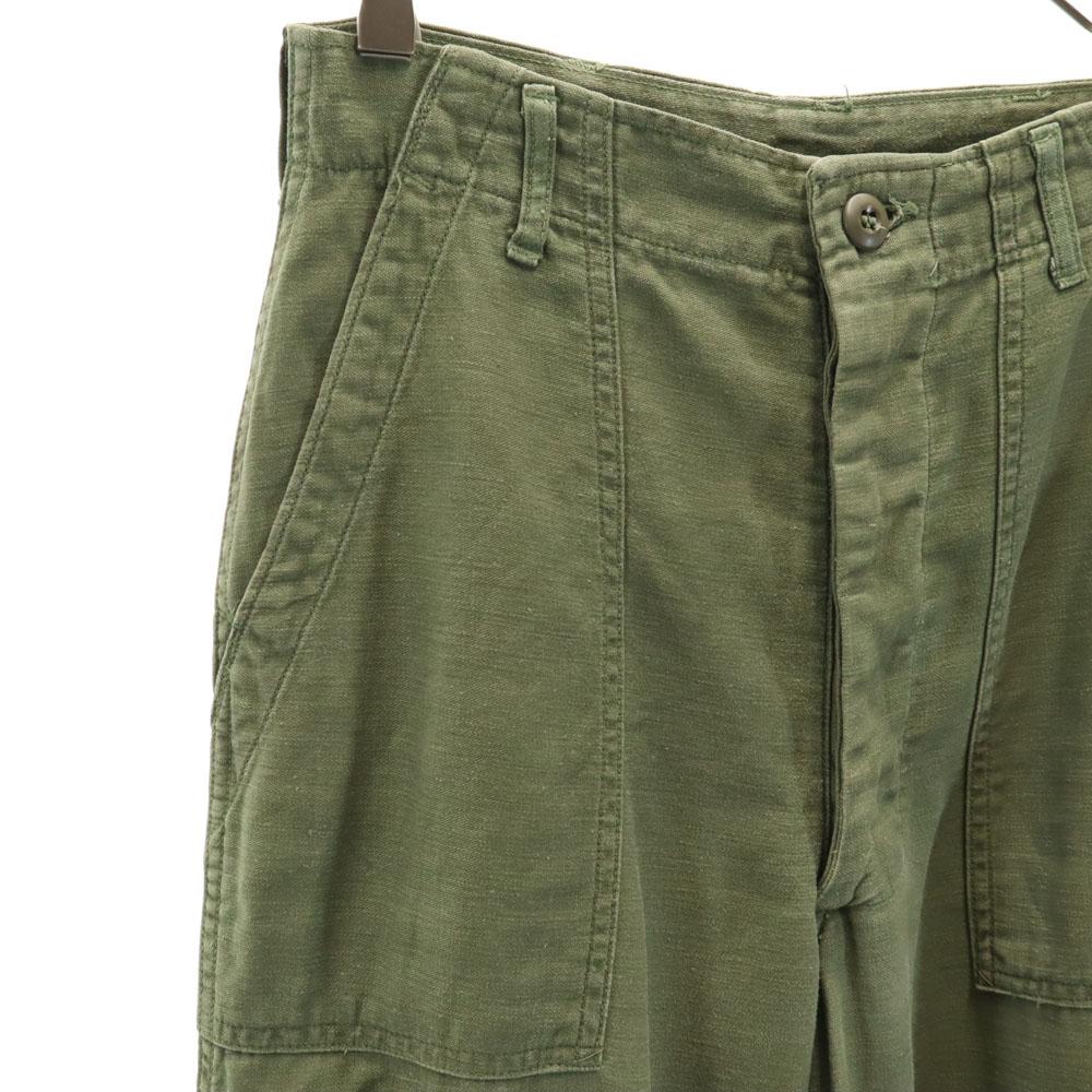 US ARMY 70s vintage Cotton Satin Baker Pants W28 khaki Military DSA Men's Used