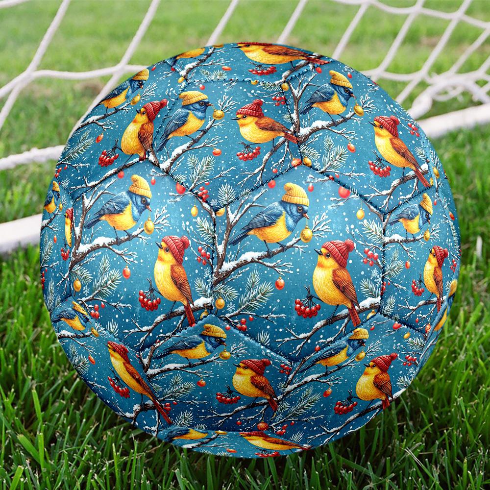1pc Winter Birds Scene Theme Soccer Ball Football, Size 5, Lightweight PVC, Durable Outdoor Training Soccer Ball, Gift m61475