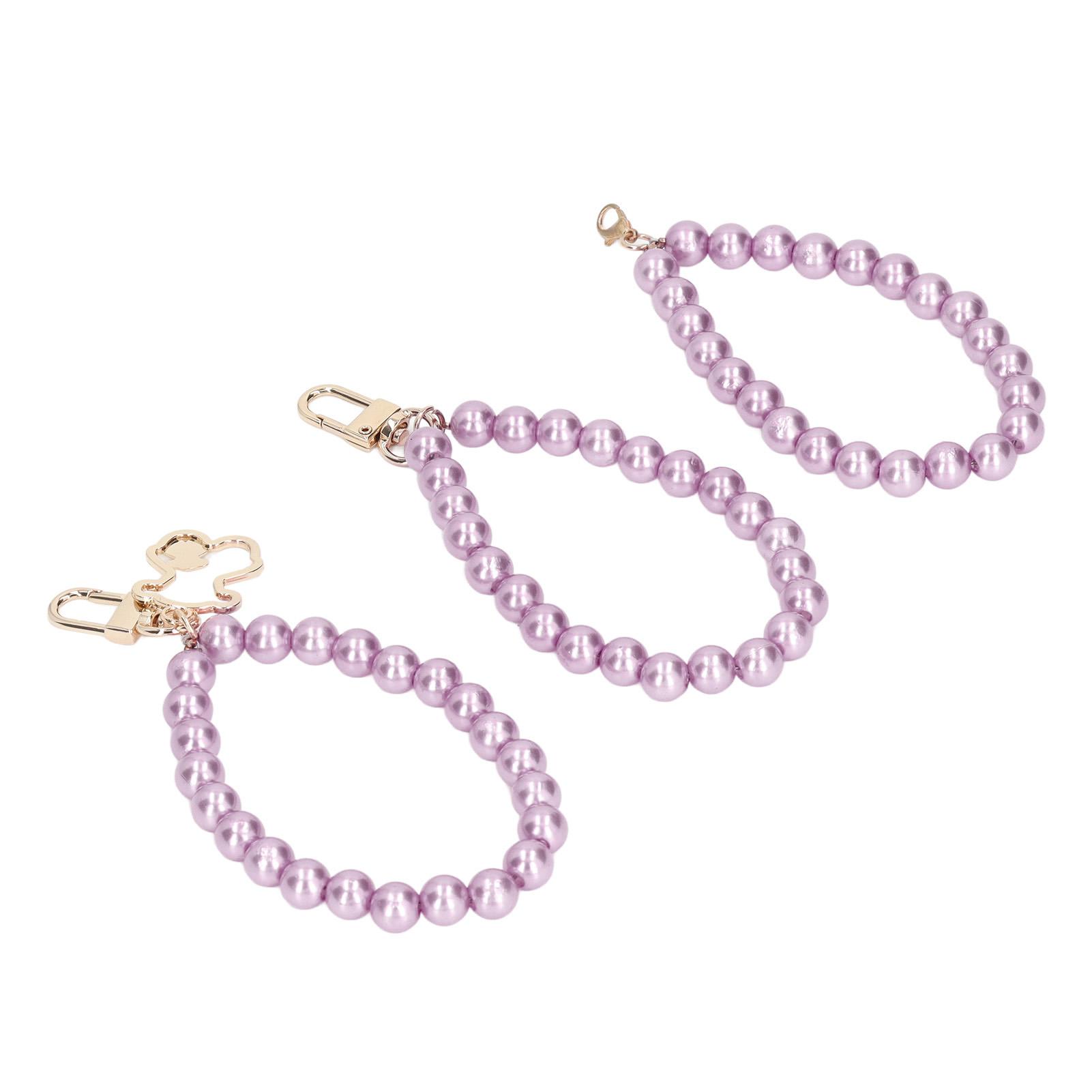 

3Pcs Pearl Key Chain 10mm Various Styles High Gloss Smoother Edges Pearl Hand Wrist Lanyard with Metal Buckle for Phone