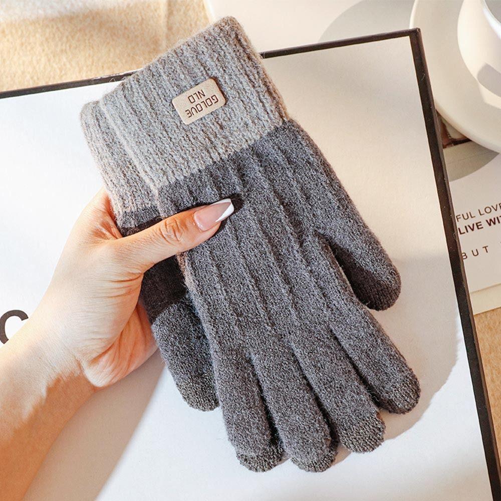Thicken Touch Screen Mittens Plus Velvet Knitted Gloves Outdoors   Men Women