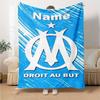 Custom Name Olympique de Marseille Theme Printed Blanket - Perfect for Couch, Bed, Travel & Outdoor Use | Machine Washable, Cozy & Durable.