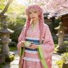 Set Costume Cosplay Nezuko di Demon Slayer con Tessuto Morbido Per Fan di Anime