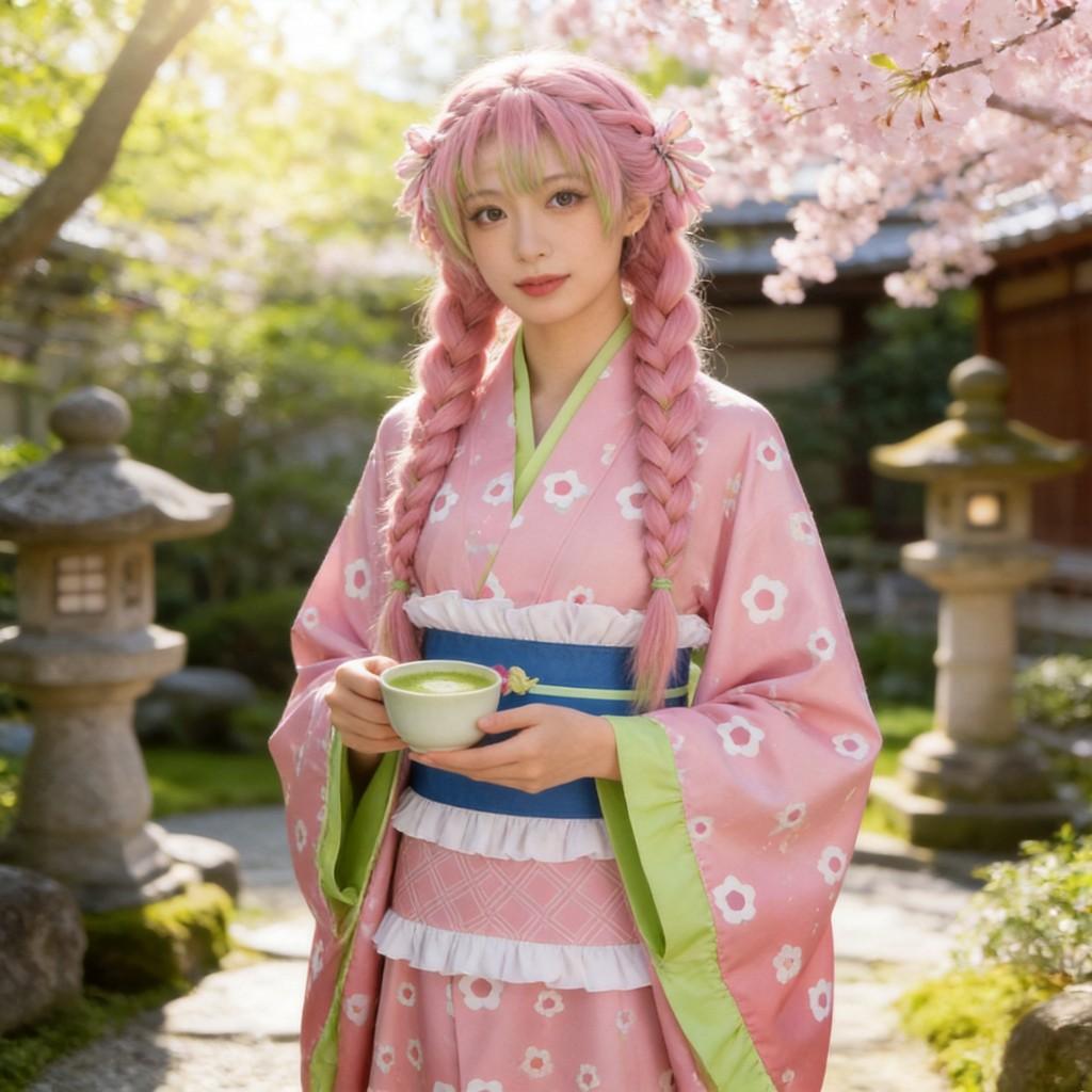 Set Costume Cosplay Nezuko di Demon Slayer con Tessuto Morbido Per Fan di Anime