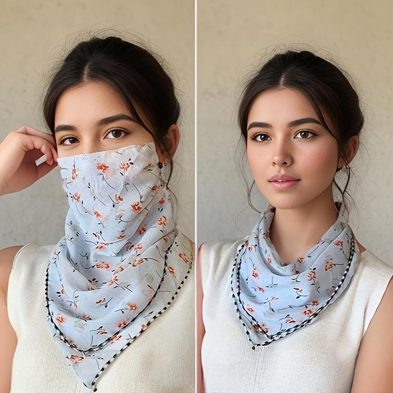 Bohemian Floral Embroidered Women's Face Mask & Neck Scarf - Lightweight Polyester, Breathable Sun Protection, Multi-Color Options for Casual Outings