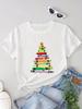 Sleeve TShirt for Women Casual Crew Neck Christmas Crayon Tree Light Teacher Gift Student Graphic Harajuku Short Sleeve Casual
