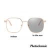 Photochromic Retro Gold-Rimmed Myopia Glasses Large Square Frame Anti-Blue Light Luxury Brand Designer Popular Metal Eyeglasses