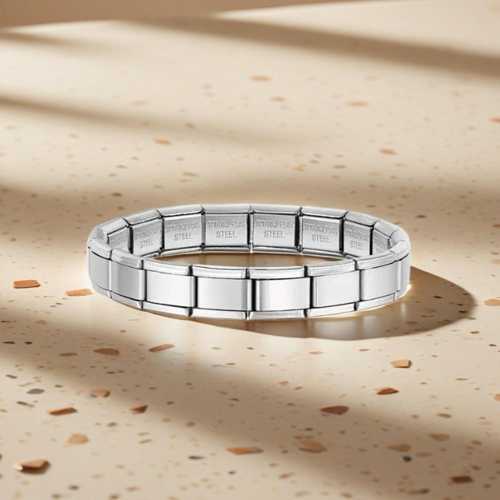 Stretchable Italian Chain Link Bracelet Square 9mm Modular Stainless Steel Bracelet Jewelry Making HipHop Elastic Hand Chain