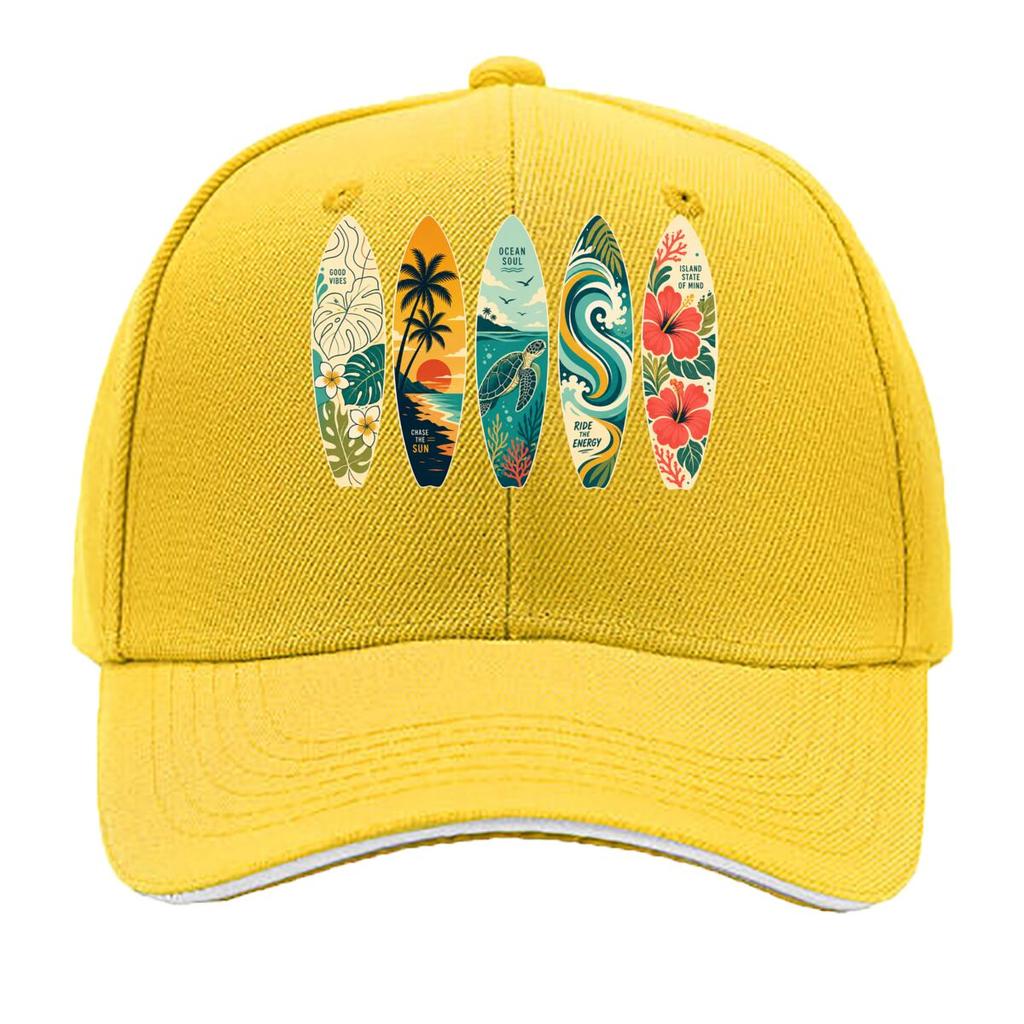 Tropical Surfboard Paradise Sunset C Sandwich Baseball Cap Sun Cap Outdoor Workouts Hat