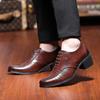 Retro Men Business High-heeled Formal Shoes Men Lace-up Comfortable Breathable Leather Shoes Wedding Banquet Shoes Sizes 39-46