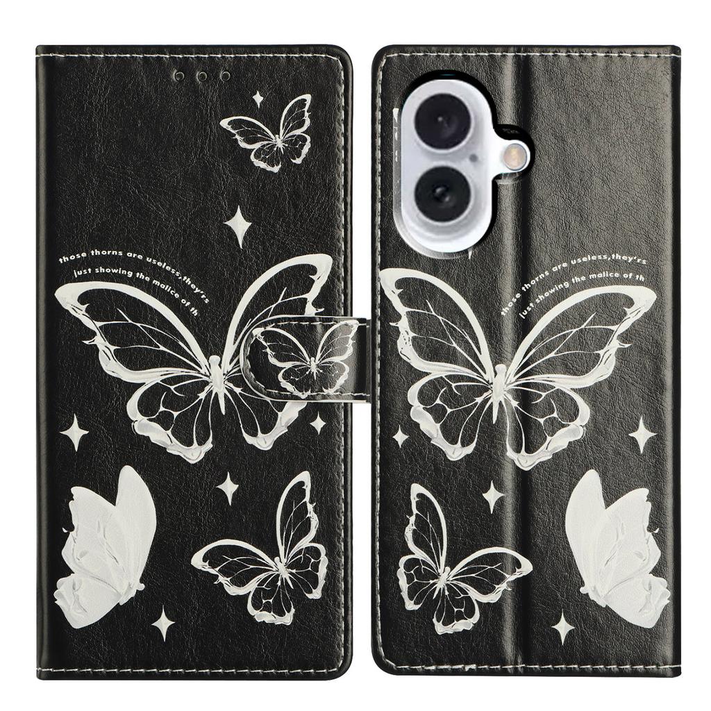 Elegante Handyhülle aus PU-Leder im Brieftaschenstil mit Schmetterlingsdesign für iPhone, Samsung, Xiaomi Redmi, Moto, Blackview, Oppo, Huawei, Honor, Google, ZTE, Ulefone, TCL