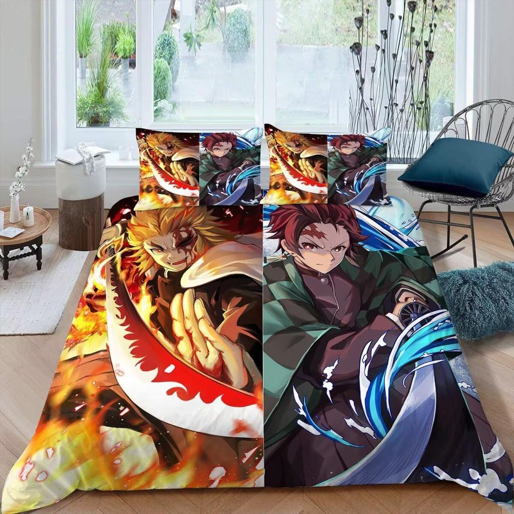 Anime Girl Three-Piece Quilt Cover 3D Digital Printing Bedding Set Bed Cover