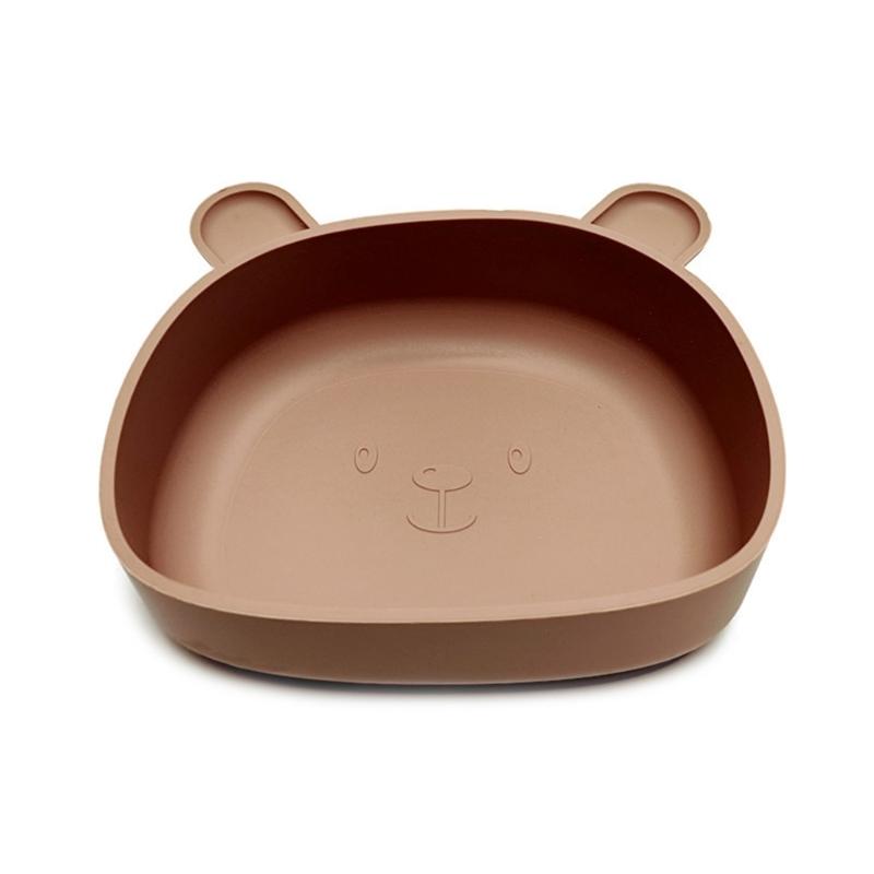Cartoon Bear Toddlers Learning To Eat Dinning Plate Silicone Suction Cup Bowl Scaldproof Tableware for Baby 6+ Month