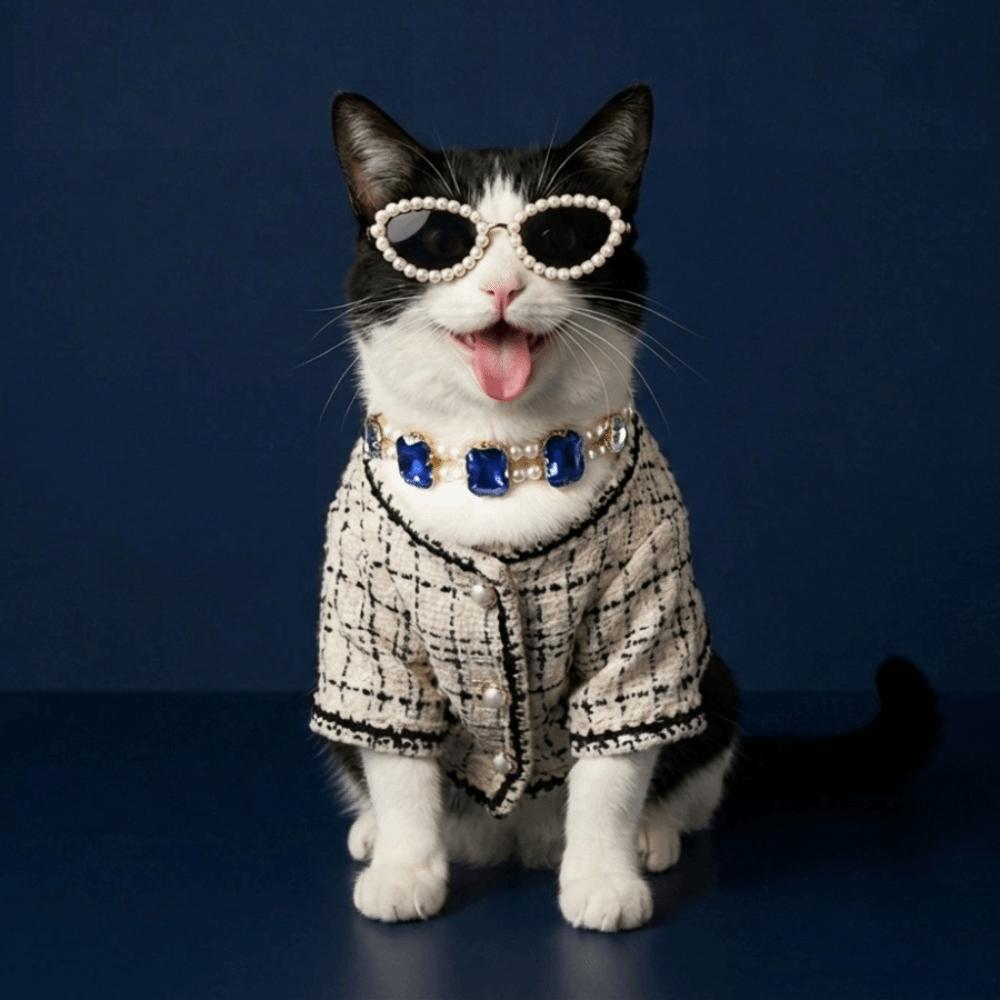 Double Layer Pet Pearl Collar Adjustable Luxury Pet Jewelry Ragdoll Cat