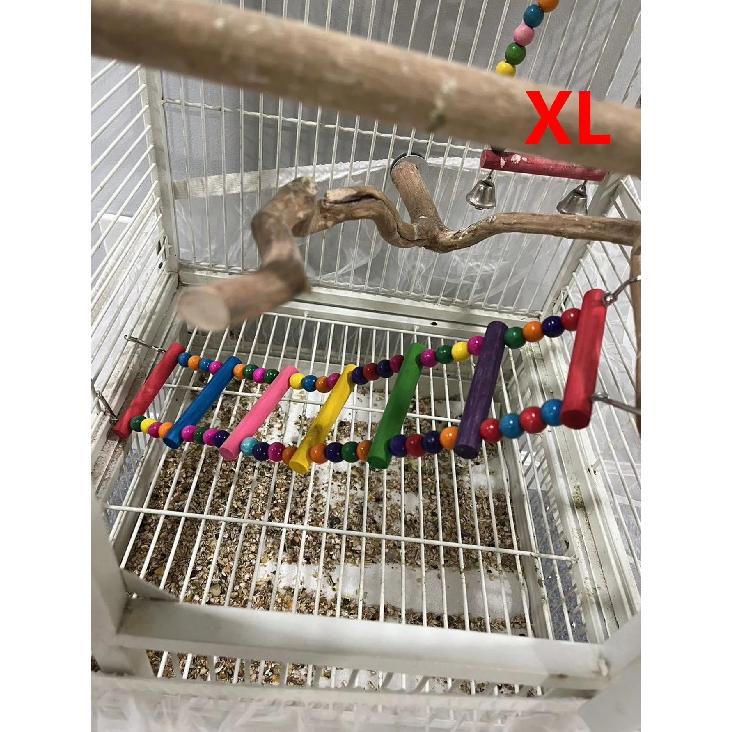 Giocattolo pappagallo con design a scala decorato con perline colorate, adatto agli uccelli per arrampicarsi, giocare, dondolarsi, accessori e forniture per gabbie per uccelli