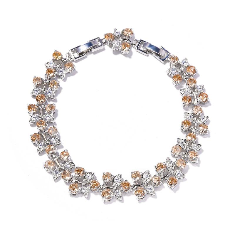 Light Luxury Rainbow Flower Bracelet Girls Niche Versatile Color Zircon Jewelry Women'S Bracelet