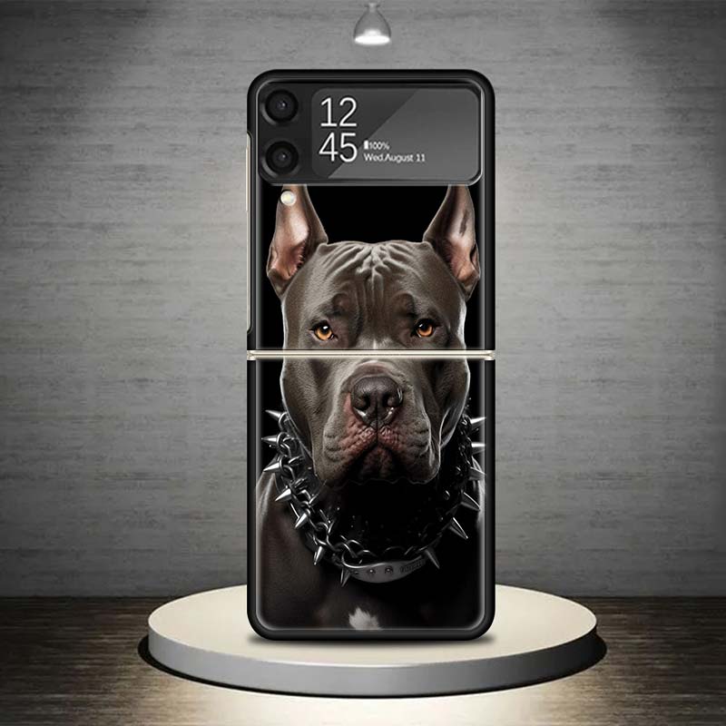Pit Bull Pet Dog Pitbull Phone Case For Samsung Galaxy Z Flip 7 6 5 4 3 5G Shockproof Cover Z Flip7 Flip6 ZFlip5 Flip3 Flip4 Lux