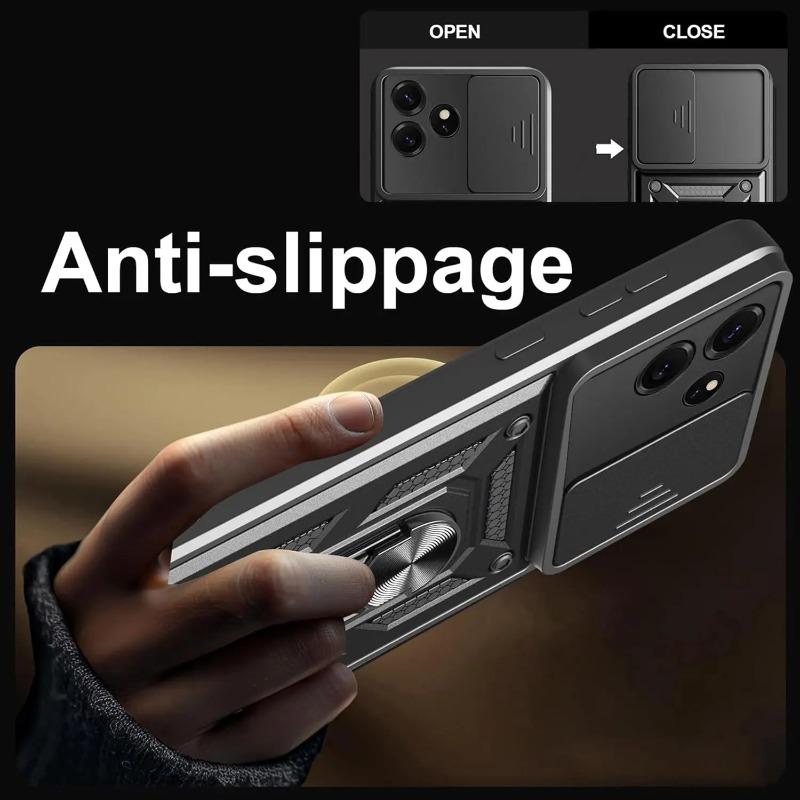 Slide Lens Cover for Realme GT 7T GT7 G Magnetic Ring Stand Holder Shockproof Armor Protection Phone Back Case for Realme GT7T