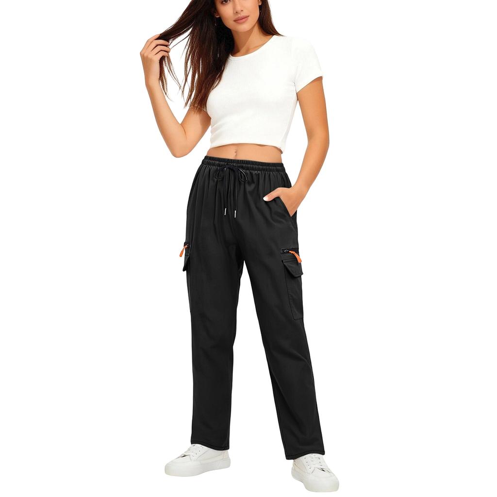 Pantalon Décontracté Ample pour Femme – Pantalon Cargo à Séchage Rapide avec Cordon de Serrage