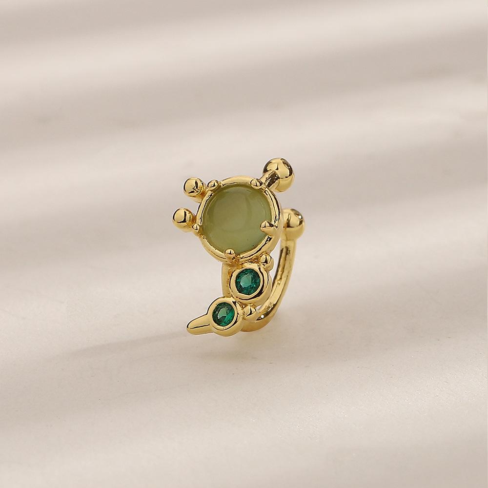 

Зеленая бриллиантовая гусеница, клипса для ушей, без прокола ушей, креативная маленькая и умная, инкрустированная бриллиантами, клипса для ушей в виде насекомого copper