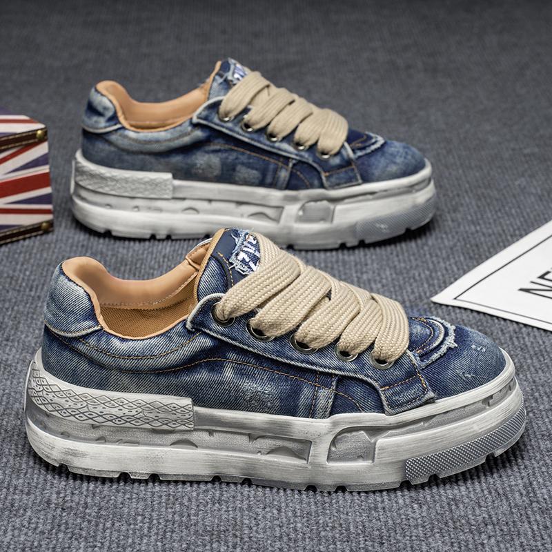 Retro Denim Canvas Shoes Men Sneakers Harajuku Designer Board Shoes Men Lace Up Platform Casual Sneakers Man zapatillas de lona