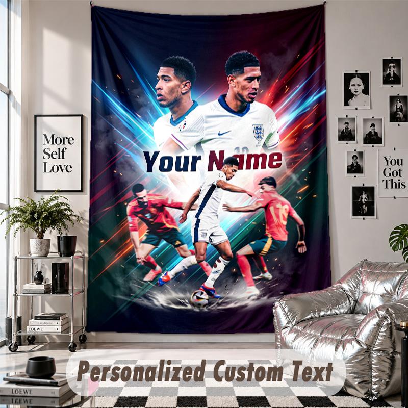 Arazzo da Parete con Nome e Testo Personalizzati, Arazzo Decorativo Jude Bellingham per Camera da Letto