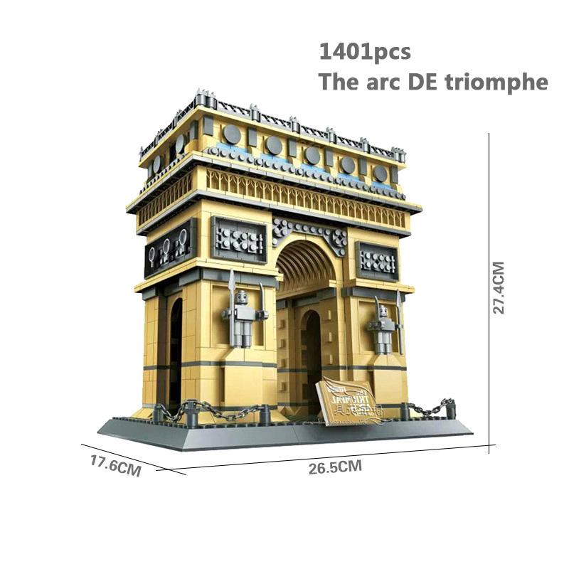 City Architecture Model Building Blocks Studio Temple Taj Mahal Big Ben Eiffel Tower London New York Germany Construction Toys