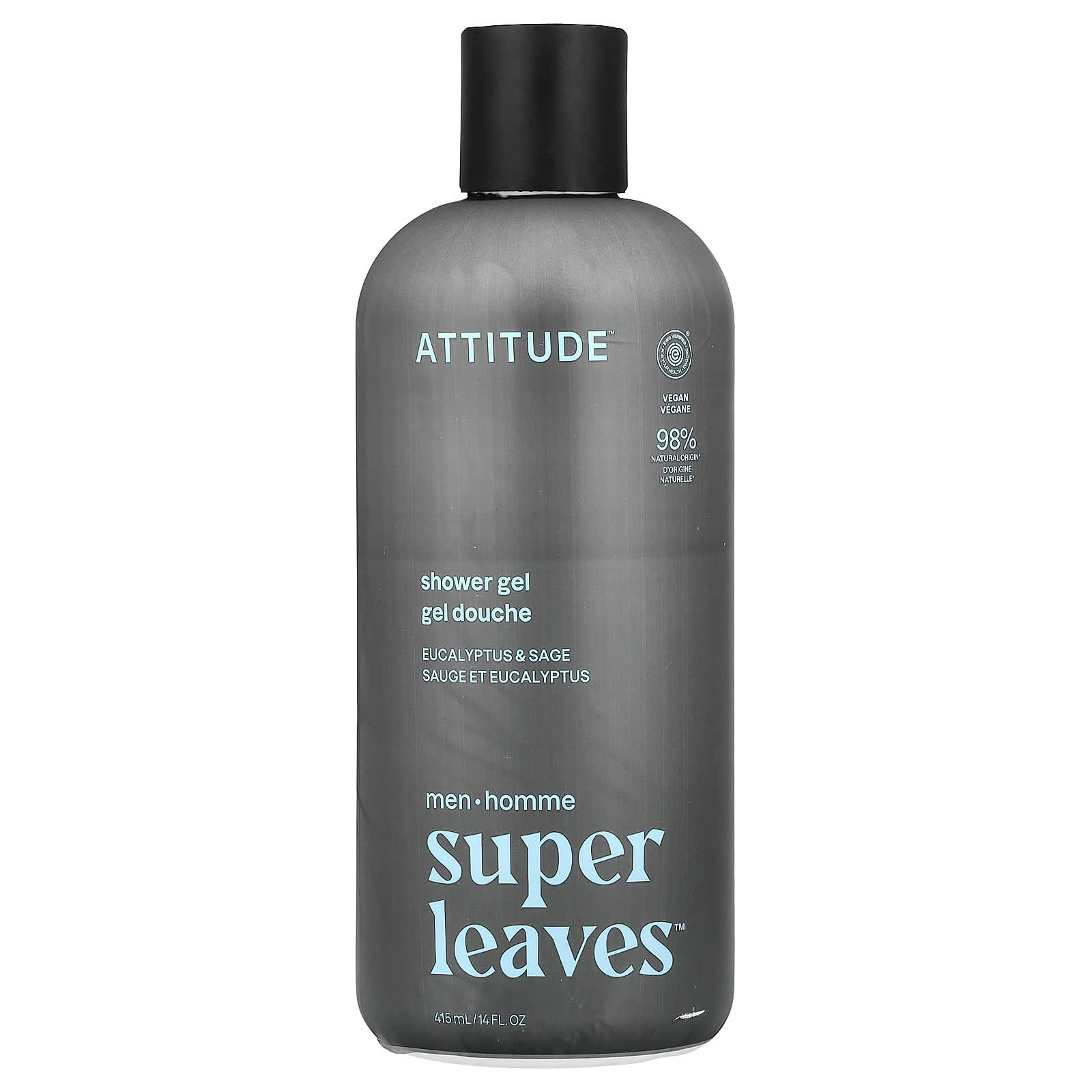 

ATTITUDE, Super Leaves™, Shower Gel, Men, Eucalyptus & Sage, 415 ml (14 fl oz)