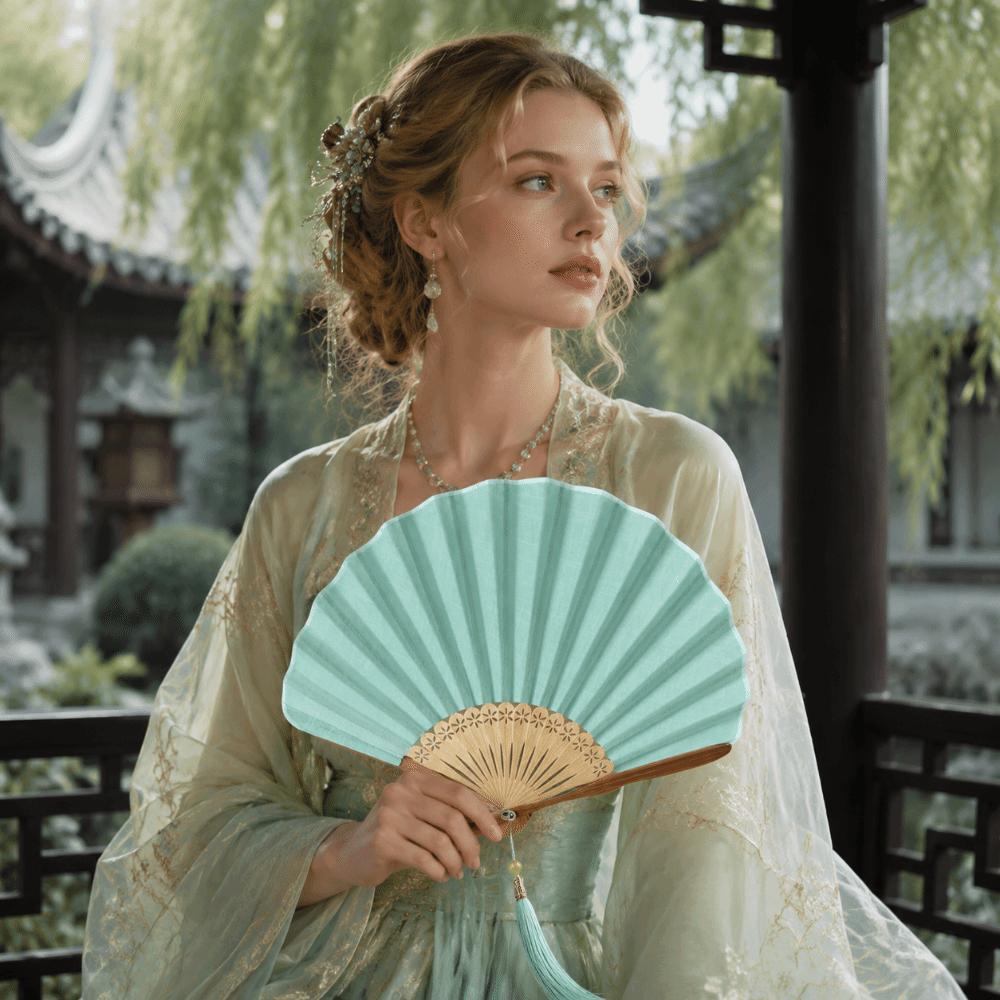 Shell-Shaped Mini Shell Fan Bamboo Frame Retro Handheld  Fan Summer Cooling Fan  Home Decoration