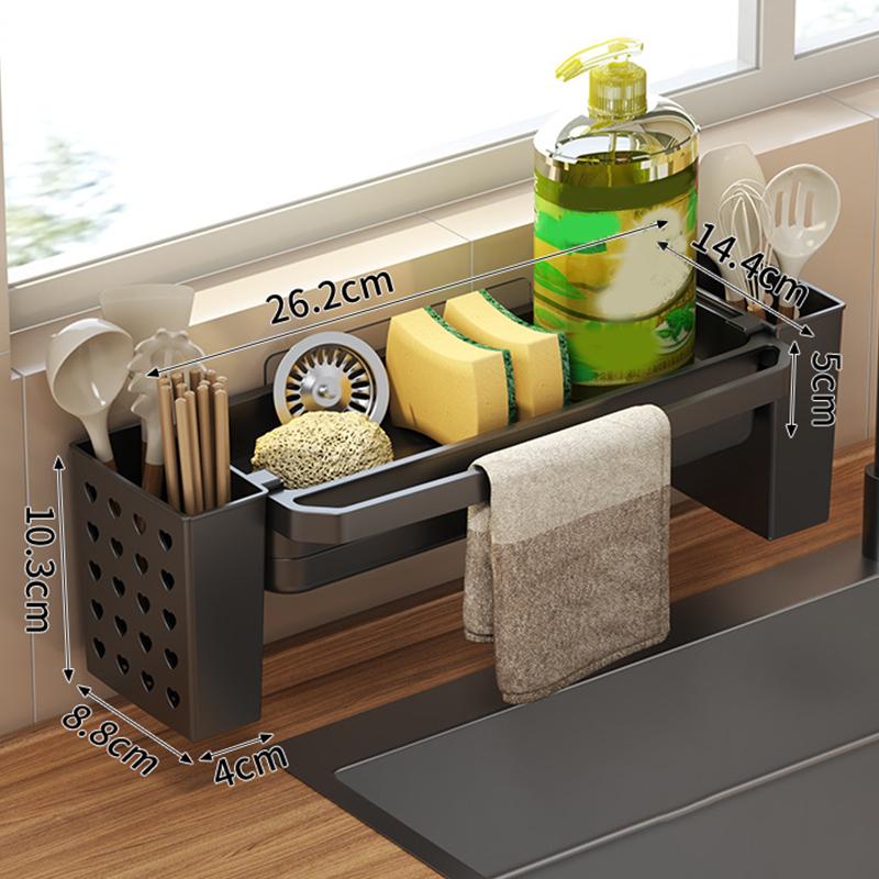 Sink Rack With Chopsticks Container Kitchen Sink Organizer Drain Rack Soap Dish Washing Sponge Rack Kitchen Sink Storage Rack