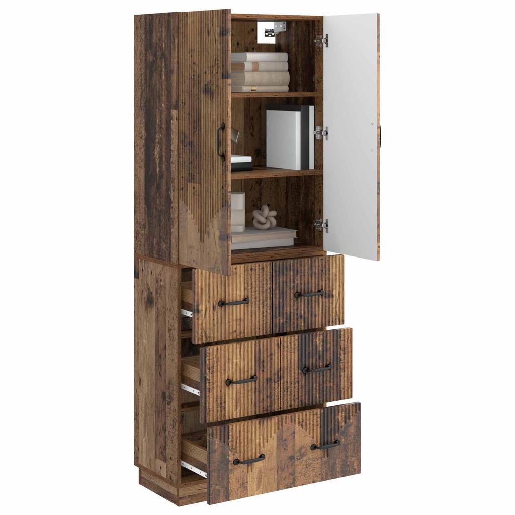 2 Piece Cabinet Set Reclaimed Wood Style 66 x 34.5 x 87 cm Engineered Wood