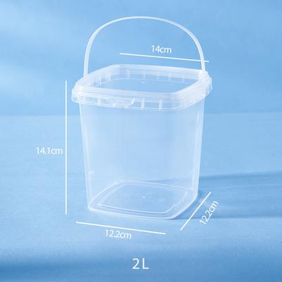 2L Plastikquadrat mit Griff, Klar durchsichtiger Behälter zur Aufbewahrung und für die Haushaltsorganisation