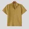 INCERUN S-5XL Men Lapel Short Sleeve Texture Buttons Casual Loose Shirts