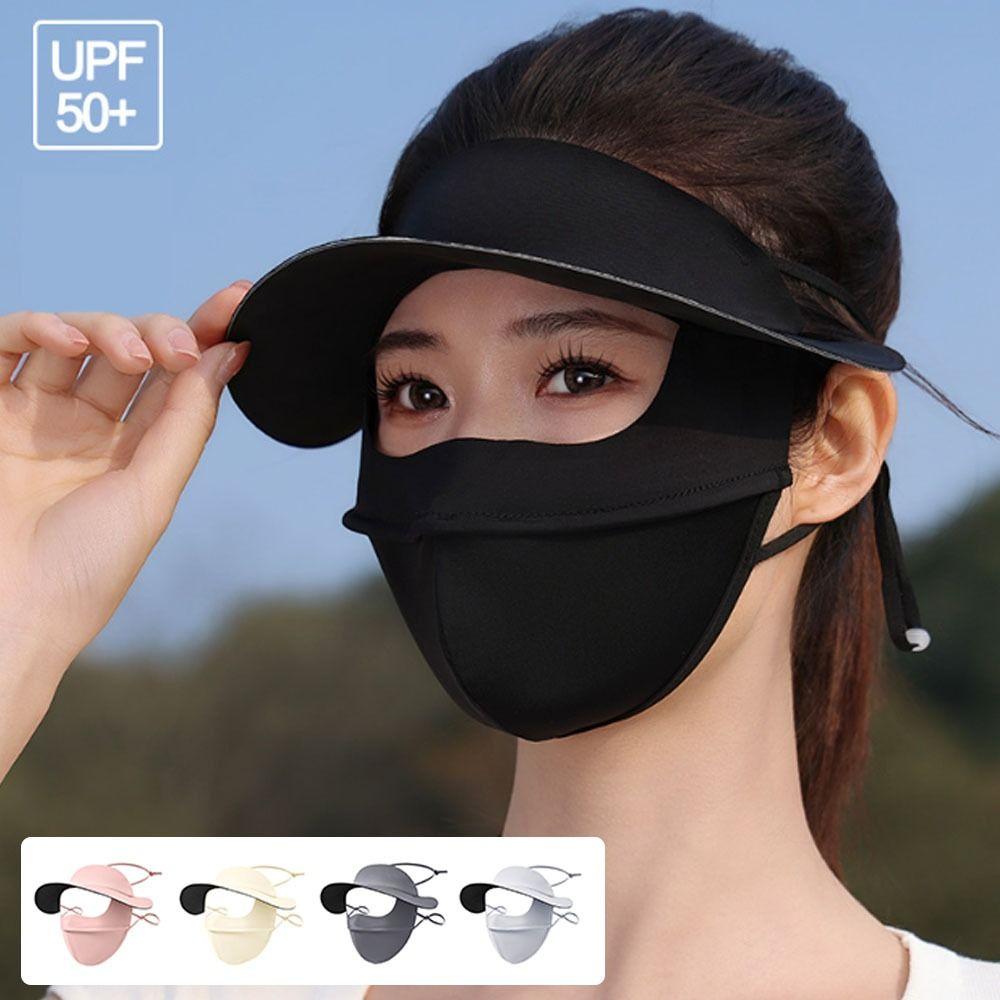 Ear Loop Sunscreen Mask with Hat-Brim Women's Protective Face Towel Fashion Face Cover  Summer