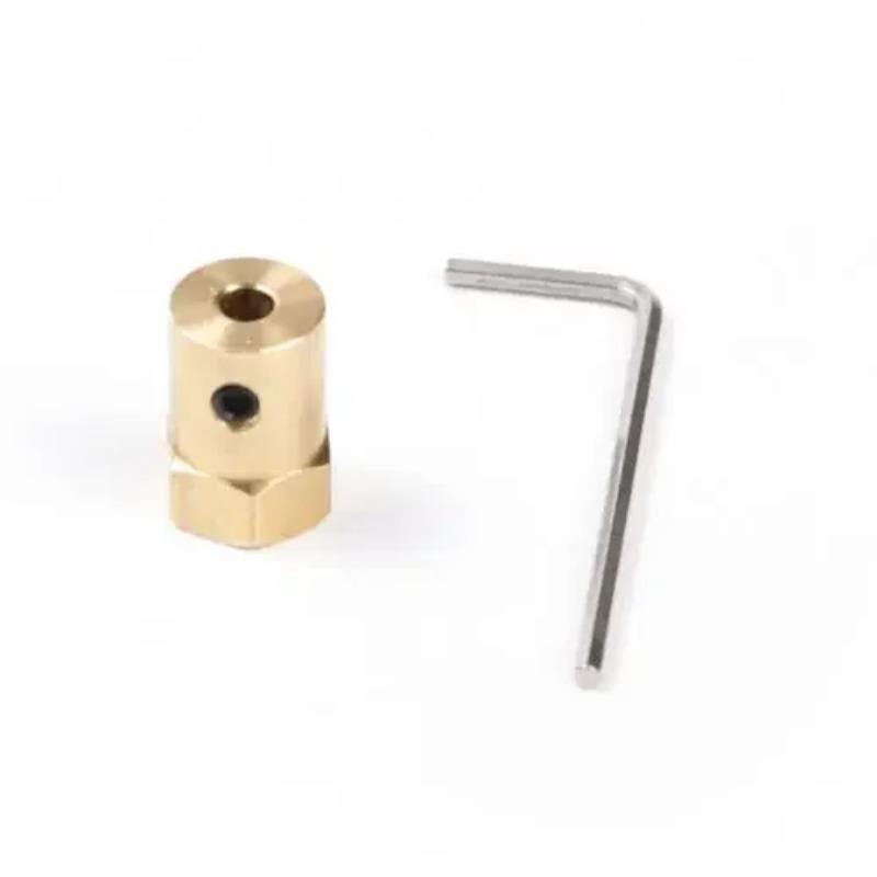 10pc 3/4/5/6/7mm Shaft Motor Flexible Coupling Tyre Wheel Brass Hex Coupler Set&wrench