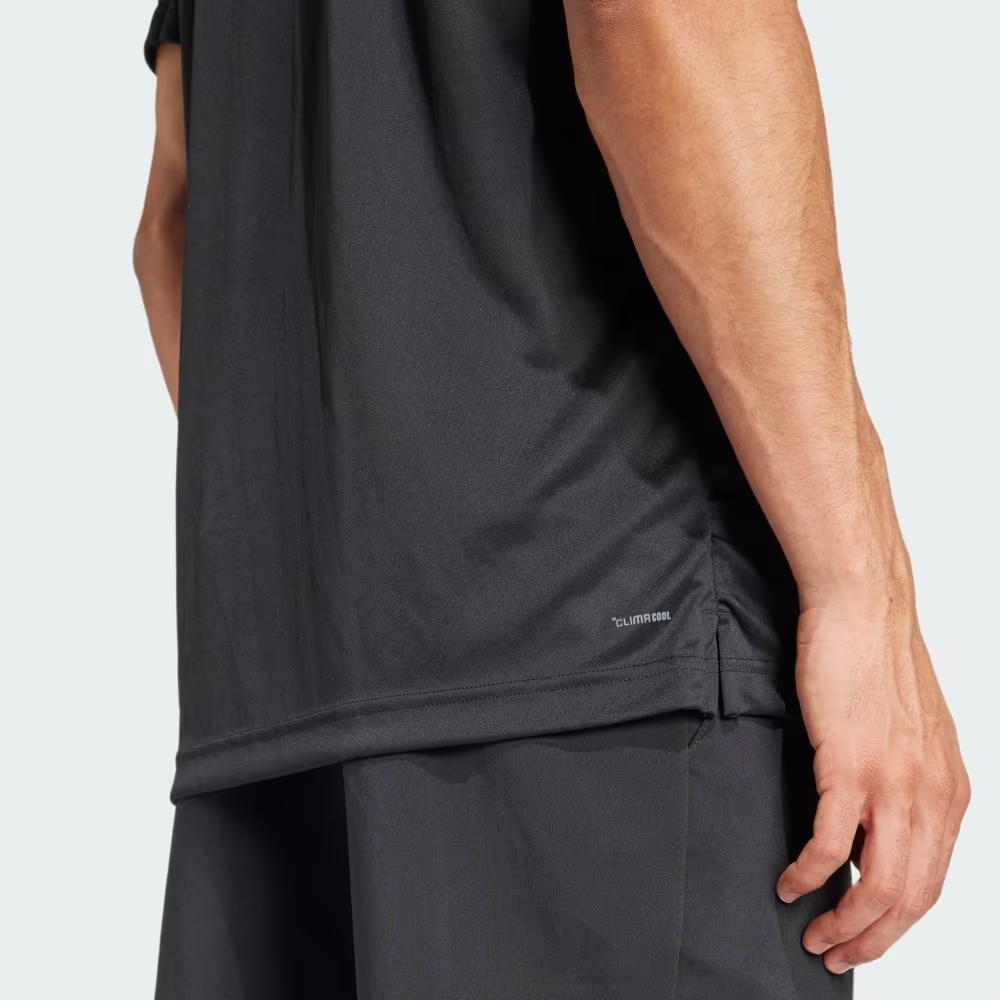 Adidas SS25 Club 3STR Einfarbig Gestreift Atmungsaktiv Mode Logo Einfach Schön Kurzarm T-Shirt Herren Oberteile Schwarz JG0978