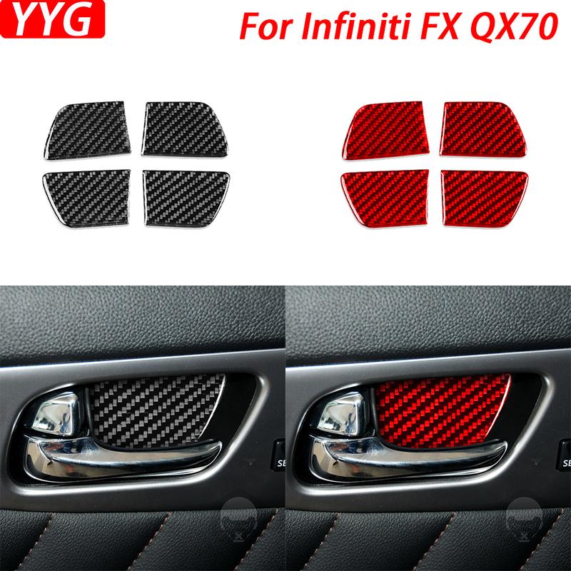 For Infiniti FX 2009-2013 QX70 2014- Carbon Fiber Inner Door Bowl Panel Decorative Cover Car Intrior Accessories Sticker