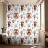 1Pc Flower Highland Cow Print Waterproof Shower Curtain Partition Privacy Hanging Curtain, With 12 Hooks, Multiple Sizes