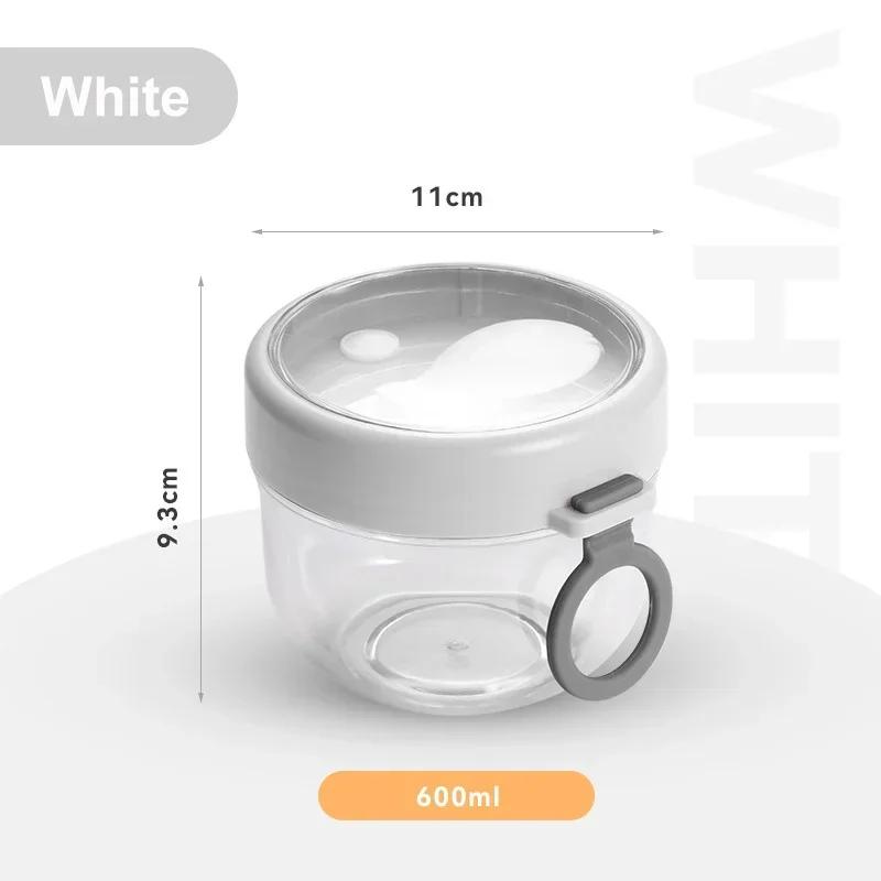 600ml Oatmeal Cup Salad Cup Airtight Lid Thickened with Spoon Food Storage Portable Overnight Yogurt Milk Salad Breakfast Jar