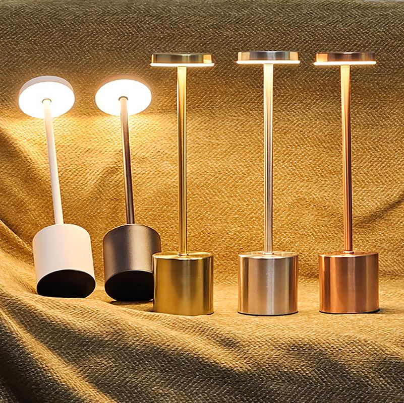 Nordic Style Cordless LED Table Lamp Alloy Body Touch Switch 3 Colors Rechargeable Perfect for Home Bar Restaurant Ambian