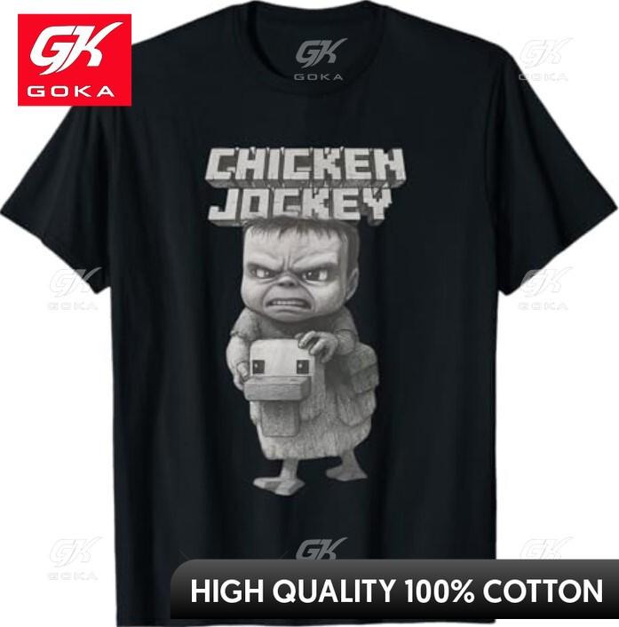 Chicken Jockey Humorous Graphic Short Sleeve Breathable Cotton T Shirt Daily Wear S